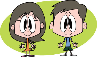 笑顔で正面を向いた男女