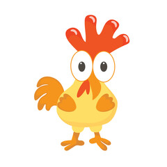 colorful yellow chicken on a white background, hand drawn. vector.