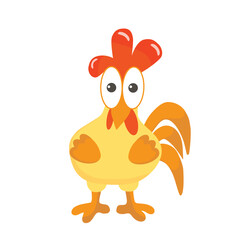 colorful yellow chicken on a white background, hand drawn. vector.