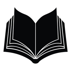 Open Book Silhouette Pages Flying Free, book - black and white vector symbol illustration of an open book, white background, Open book icon simple black silhouette knowledge symbol vector illustration