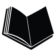 Open Book Silhouette Pages Flying Free, book - black and white vector symbol illustration of an open book, white background, Open book icon simple black silhouette knowledge symbol vector illustration