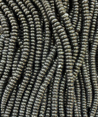 Stringed artificial glossy black and silver beads
