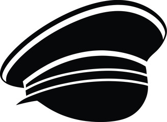 Sailor hat silhouette, anchor symbol icon, nautical theme graphic, marine headwear vector
