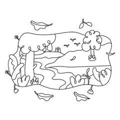 Paper cut scene jungle stroke