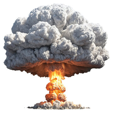 nuclear explosion mushroom cloud isolated on transparent background