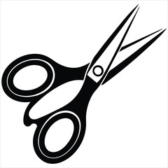 surgical scissor black silhouette vector, Simple silhouette Design vector icon with white background.  
