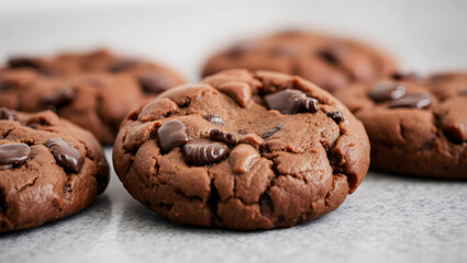 Fototapeta premium Delicious Double Chocolate Cookies A Homemade Recipe
