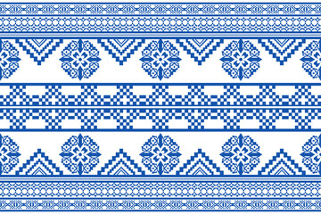 Geometric color floral pattern background. embroidery style. repeated shape and border. botanical and natural style. flower design.