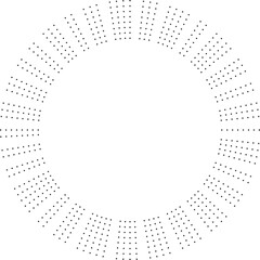 Circular texture with medium-sized dotted rays radiating outward from a central empty area, forming a balanced geometric pattern.