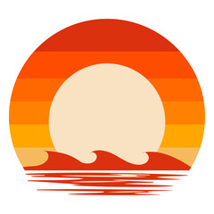 Sunset with waves in the background