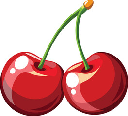 Glossy Red Cherries &ndash; Fresh & Juicy Fruit Illustration