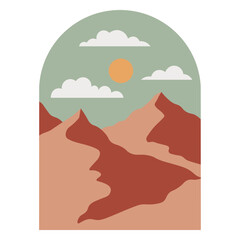 Stylish mountain landscape art print