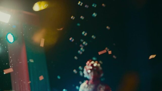 Colorful Confetti Explosion &ndash; Flying Paper Squares with Lights
