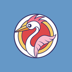 Fototapeta premium Japanese minimalist crane bird logo vector illustration