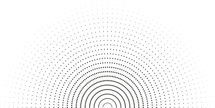Long, regularly spaced dotted rays form a semicircle pattern.