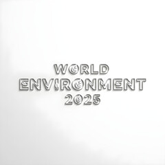 Fototapeta premium Negative Space Typography for World Environment Day 2025 – Leaf-Shaped Cutout Text Design in Modern Style