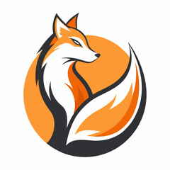 Obraz premium Sleek fox silhouette modern orange and gray vector illustration