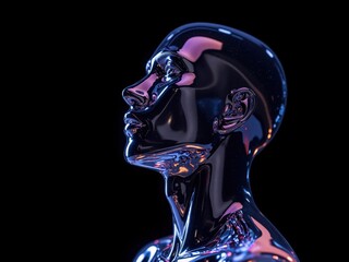 Digital Rendering of a Glossy Humanoid Bust