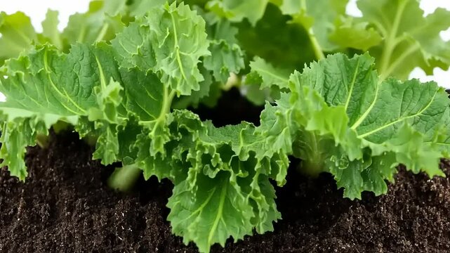 Fresh Kale Sprouts Emerging from Rich Soil Cultivating Healthy Greens at Home