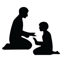 mother and son silhouette