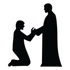 silhouette of a man greeting to someone