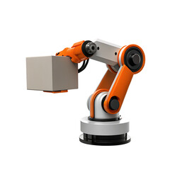Robotic arm lifting box isolated on white background png ai generated isolated on a white background
