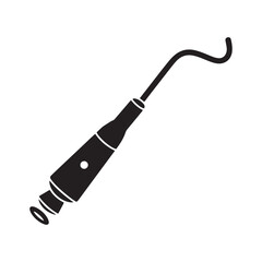 Vector Silhouette of Dental Probe – Medical Instrument Icon for Tooth Inspection

