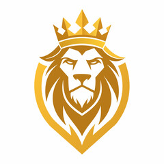 King lion with royal crown elements vector illustration