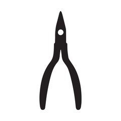 Vector Silhouette of Needle Nose Pliers – Precision Tool Icon for Mechanics and Crafts
