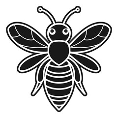 Obraz premium Bee Black And White Silhouette Vector Illustration