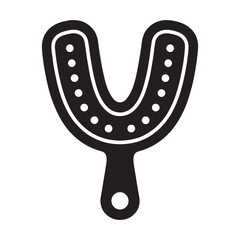 Black Silhouette Dental Impression Tray Icon – Oral Structure Reproduction & Implant Tool Vector