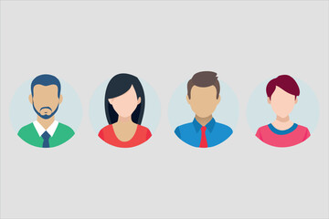 Diverse Team Avatar Set Flat Design Profile Icons for Business and Social Media