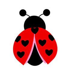 cute ladybug with hearts on a white background. hand drawn. vector