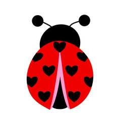 cute ladybug with hearts on a white background. hand drawn. vector