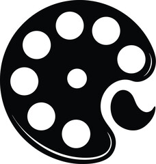 Brush and palette, artist tool icon, flat vector design, creative art symbol
