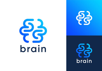 Obraz premium simple brain logo design. smart brain innovation technology vector design inspiration 