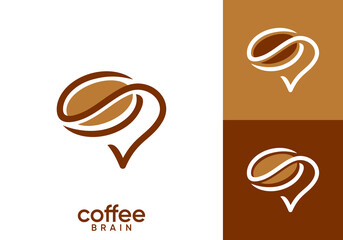 coffee beans and brain logo. nature coffee human brain inspiration vector design