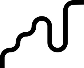 Thick curved and wavy line forming paths with rounded shapes, featuring squared patterns.