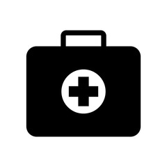 First aid box icon, First aid kit icon, medical briefcase icon.