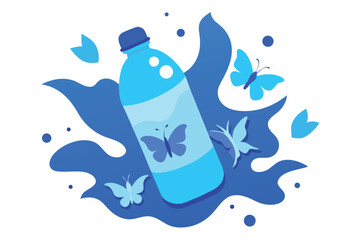 a-plastic-water-bottle-is-surrounded-by-splashes-a.eps