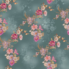 Obraz premium flower allover with abstract background design for saree 