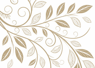 Fototapeta premium Vector botanical pattern in Art Deco wallpaper. Jungle leaves in vintage baroque ornament. Hand drawn wavy lines. Elegant floral design for luxury decorative backgrounds.