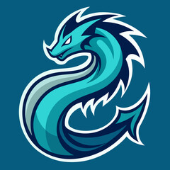 Naklejka premium Sea serpent with stylized waves vector illustration