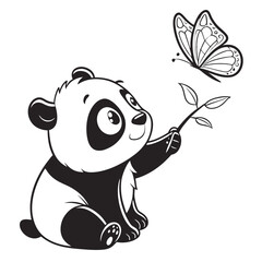 panda and flower