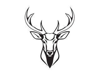 Black deer silhouette on white background. Deer silhouette vector. Animal silhouette. Deer vector Illustration.	
