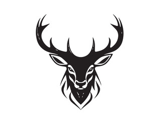 Black deer silhouette on white background. Deer silhouette vector. Animal silhouette. Deer vector Illustration.