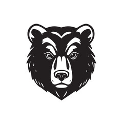 Bear head black silhouette on white background. Bear Face Icon. Minimal Bear Head Symbol. Vector illustration.	