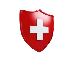 Obraz premium Swiss flag shield, national symbol of Switzerland isolated on transparent background