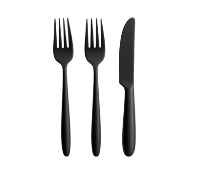 Sleek black spoon fork knife set for modern dining experience and stylish table arrangements