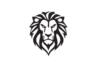 Lion head silhouette isolated on white background. Lion logo design. Vector illustration.	